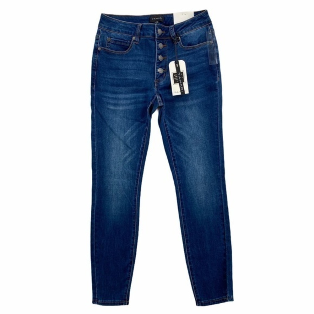 Tahari Mid Rise Button Fly Skinny Leg Crop Jean‎